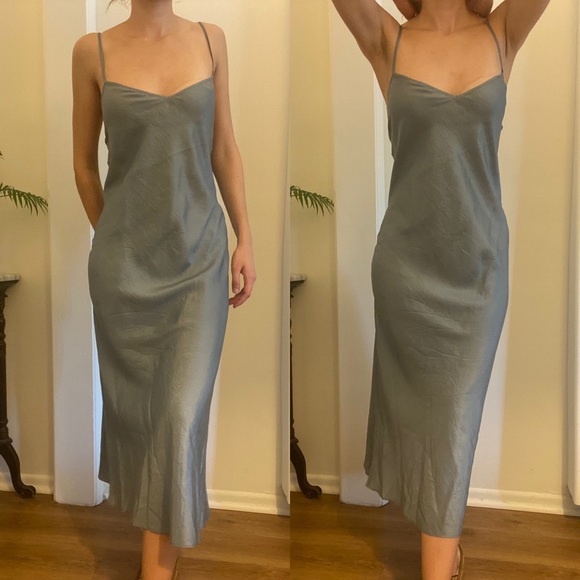 A/X Armani Exchange Dresses & Skirts - Armani Exchange silver midi dress 100% silk sz M
